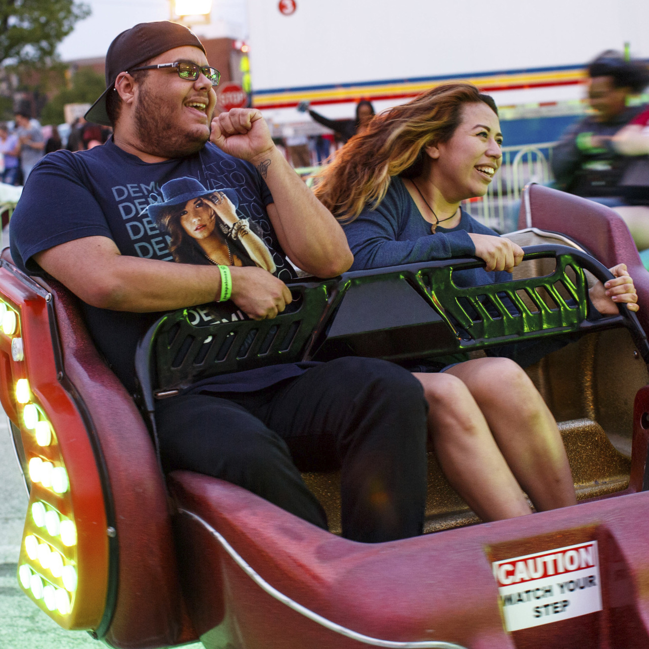 Students on one of the rides at Jagapalooza.